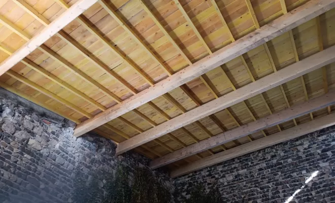 Charpente traditionnelle en lamellé-collé , Clermont-Ferrand, Besserve Chapelat Constructions